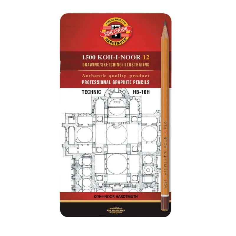 Set 12 matite Koh-I-Noor H1500 scatola metallo