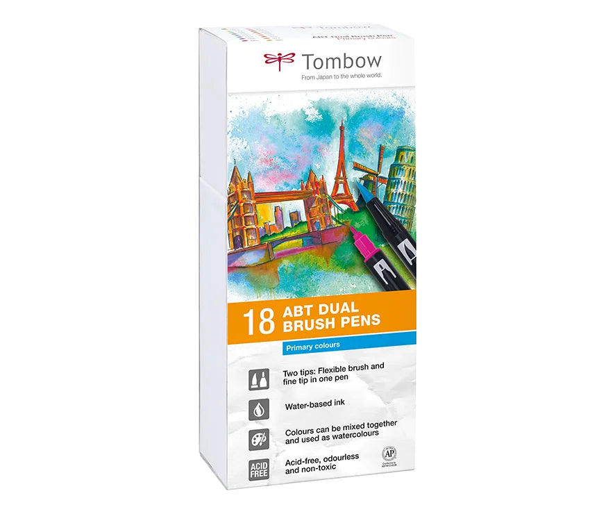 Set 18 Pennarelli Dual Brush Tombow - Colori Primari