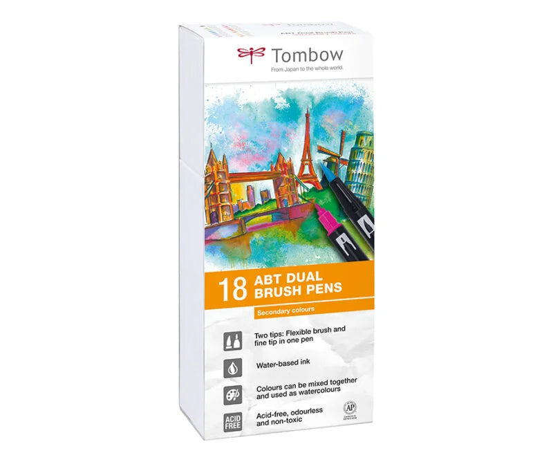 Set 18 Pennarelli Dual Brush Tombow - Colori Primari