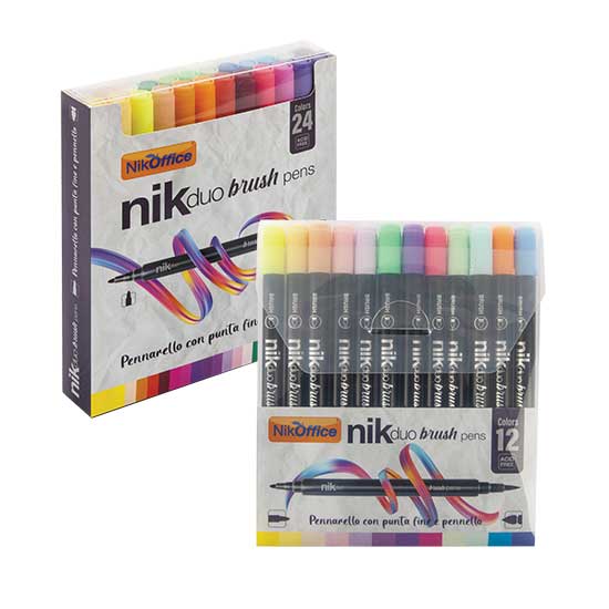 Nik Duo Brush, Pennarello Doppia Punta: Fine E Pennello - Professionale