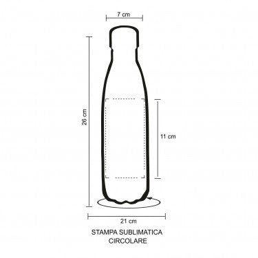 Borraccia in Acciaio Inox 304 - Capacità 500 ml, SUBLIMATICA