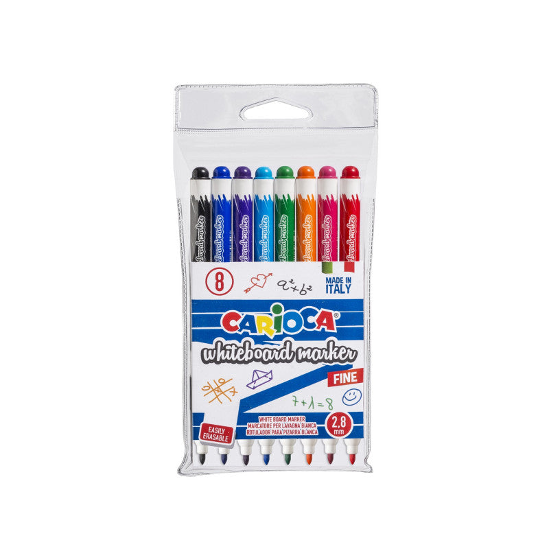 Pennarelli per Lavagna Bianca a Punta Fine – Set da 8 Colori Carioca