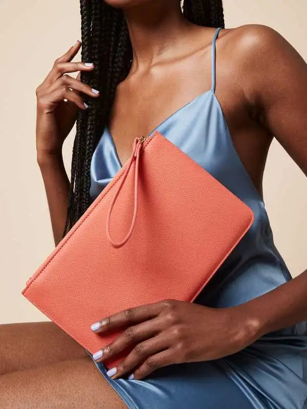 Pochette Grande in Ecopelle Multiuso con Chiusura a Zip Oro – Personalizzabile