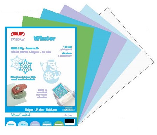 Cartoncino A4 Gr. 180 Colorata Mista Assortimento inverno Fg. 100