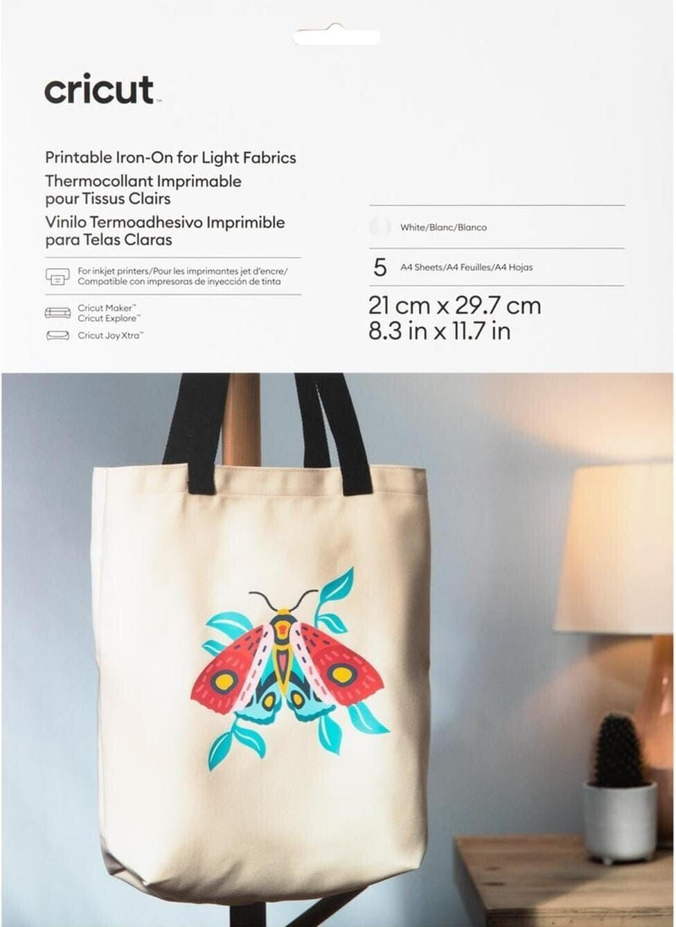 Cricut™ - Fogli stampabili per tessuti chiari – A4 (5 ct)