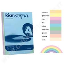 Pacco 5O Fg. Cartoncini Colorati Gr. 200 Favini Rismaluce/Rismacqua In 18 Tonalità Differenti