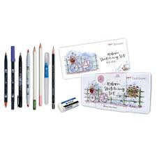 Set per Schizzi Urbani 9 Pezzi Tombow - Kit Completo per Urban Sketching con Istruzioni di Carla Kamphuis