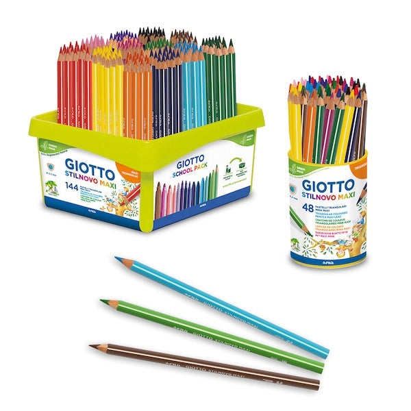 Barattolo 48 Pastelli Giotto Stilnovo Maxi triangolare