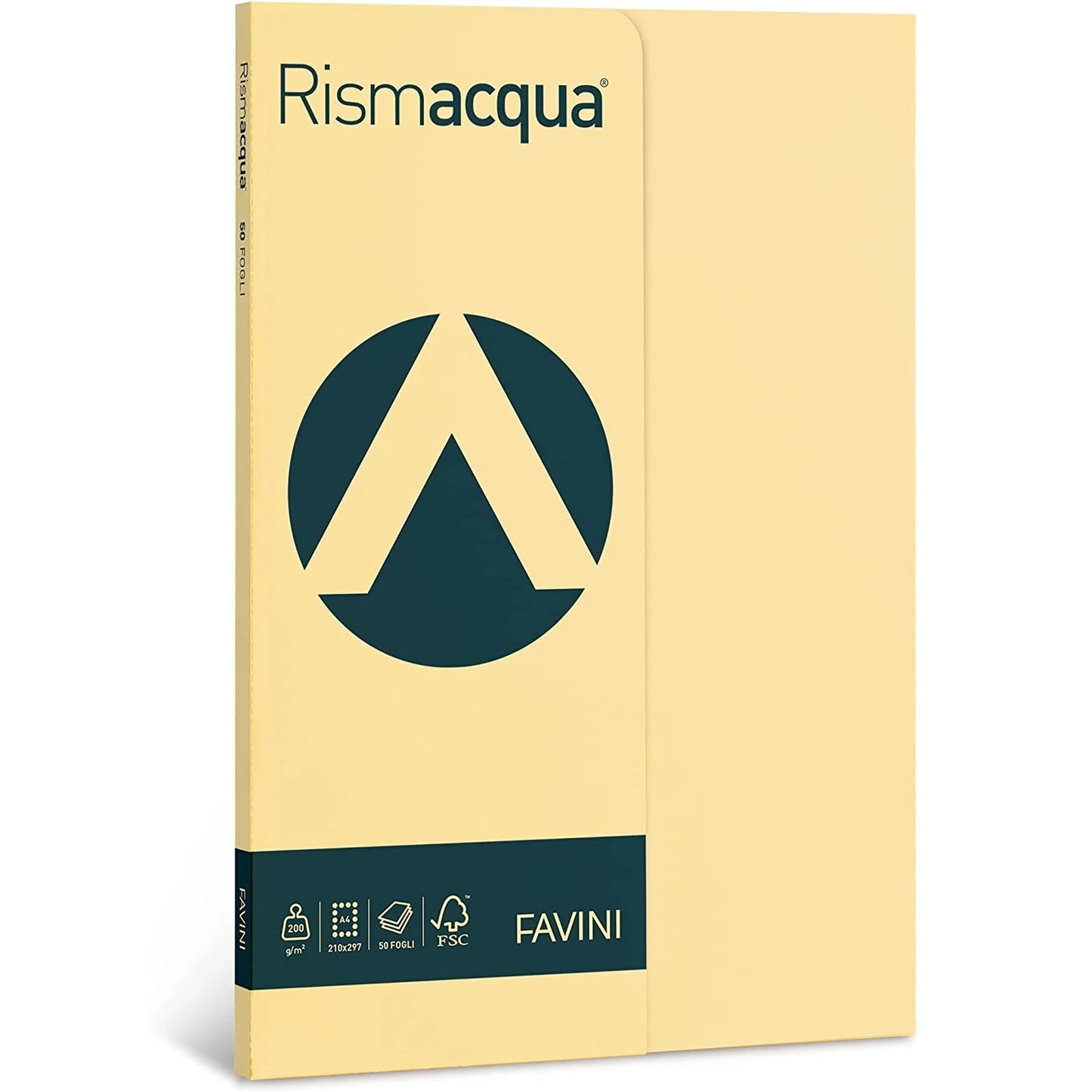 Pacco 5O Fg. Cartoncini Colorati Gr. 200 Favini Rismaluce/Rismacqua In 18 Tonalità Differenti