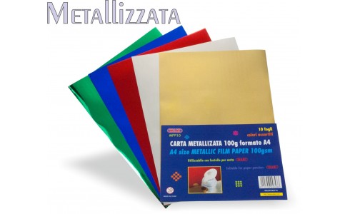 Conf. 10 Fg. Carta Metallizzata A4 In 5 Colori MFP10