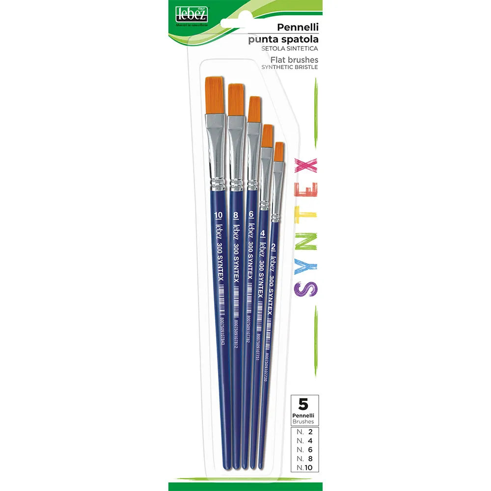 Blister 5 pennelli pelo sintetico piatto