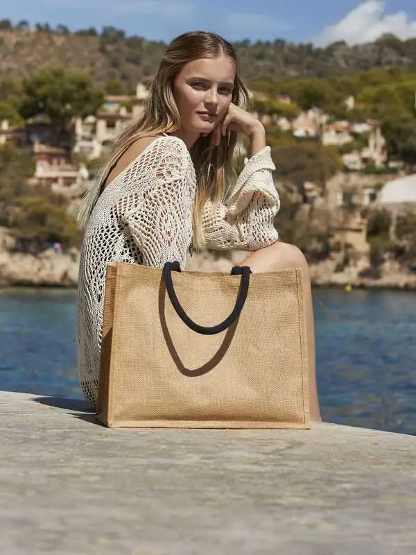 shopper juta cm. 26x22 manici colorati