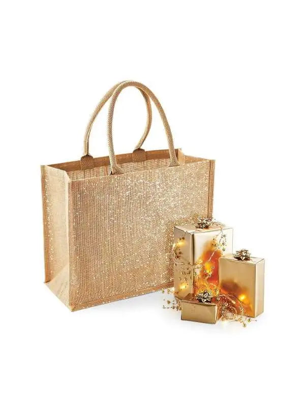 Shopper Juta Con Fibra Metallizzata Oro