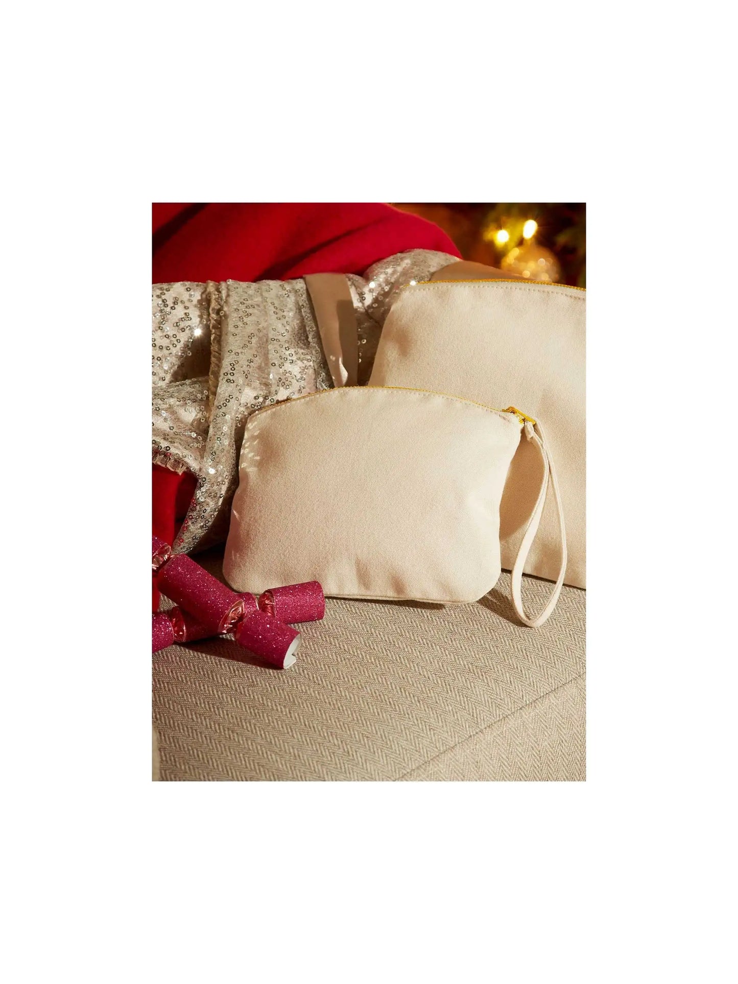 Pochette cotone canvass bordi arrotondati 2 misure