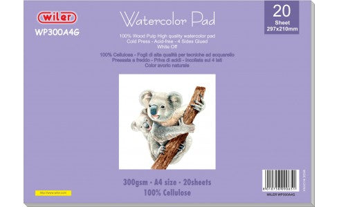 Blocco acquerello A4 gr. 300 watercolor pad 100% cellulosa