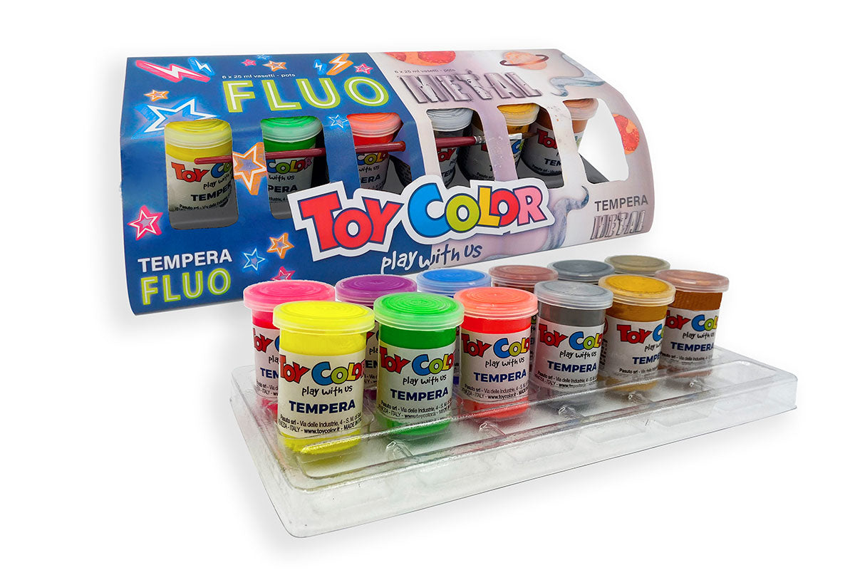 Tempera metallizzate/fluo 6+6 vasetti da 25 ml