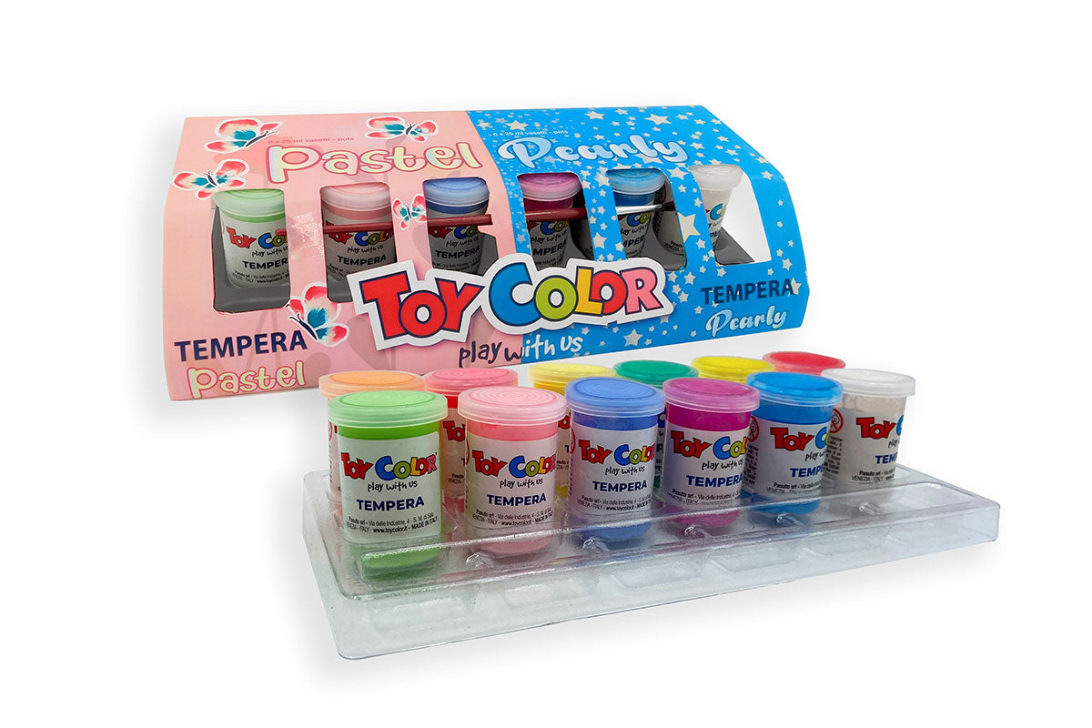 Tempera pronta perlata/pastello 6+6 da 25 ml