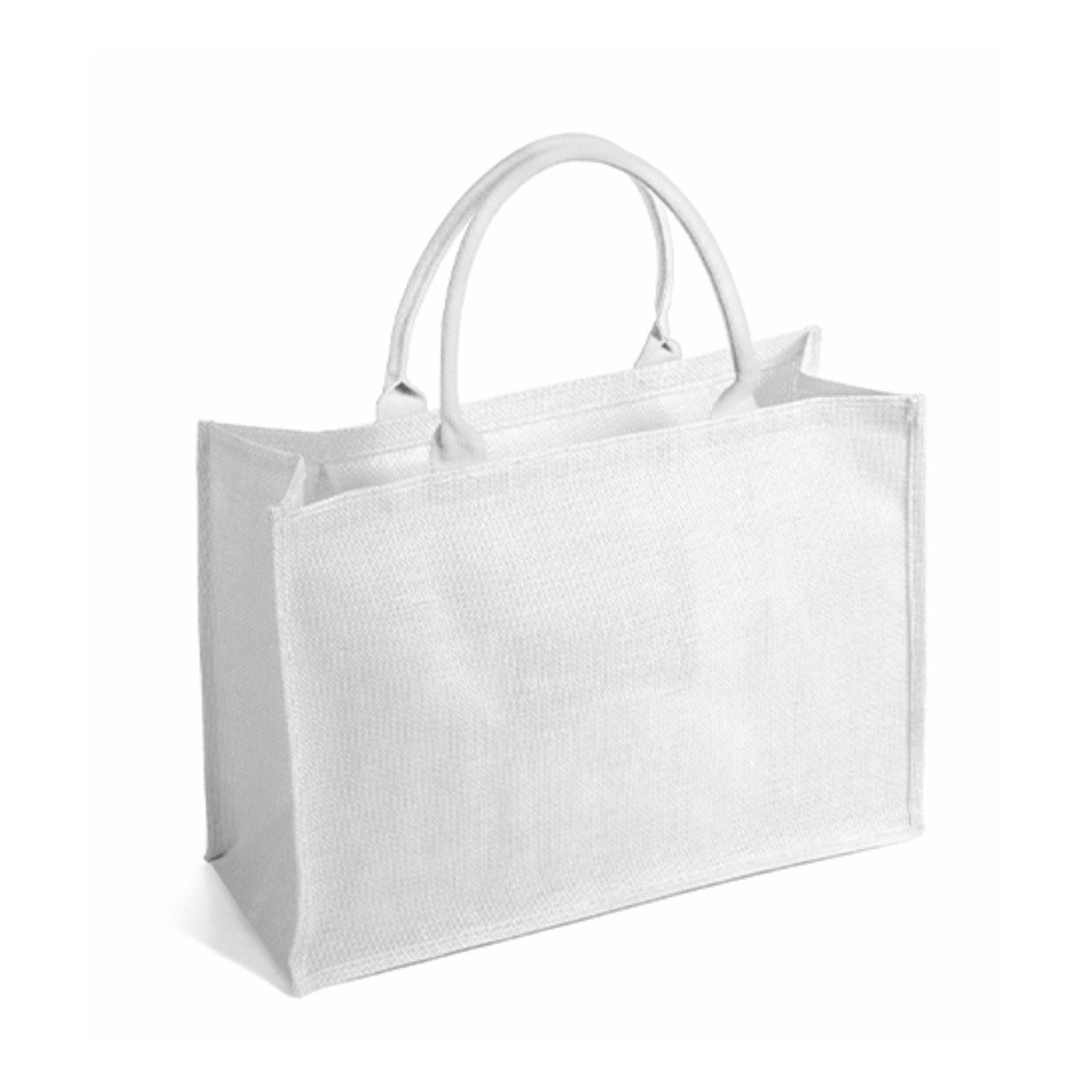 Borsa Shopper in Juta rettangolare con Tasca Interna e Zip