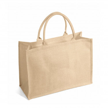 Borsa Shopper in Juta rettangolare con Tasca Interna e Zip