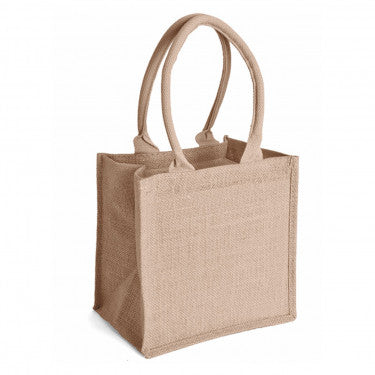 Borsa Shopper in Juta quadrata con Tasca Interna e Zip
