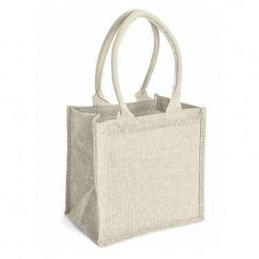 Borsa Shopper in Juta quadrata con Tasca Interna e Zip
