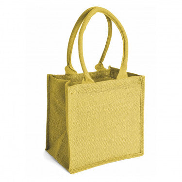 Borsa Shopper in Juta quadrata con Tasca Interna e Zip