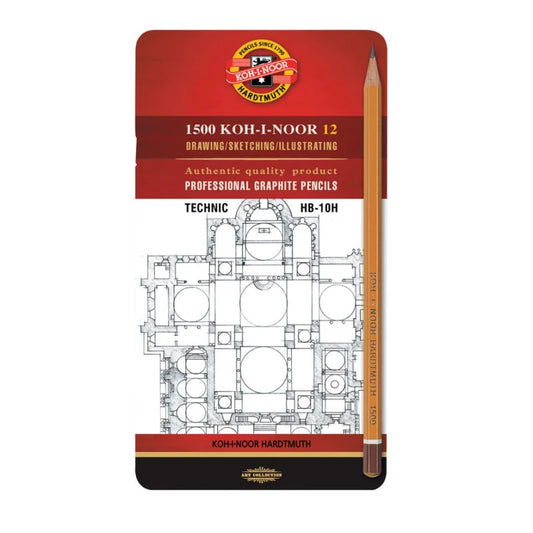 Set 12 matite Koh-I-Noor H1500 scatola metallo