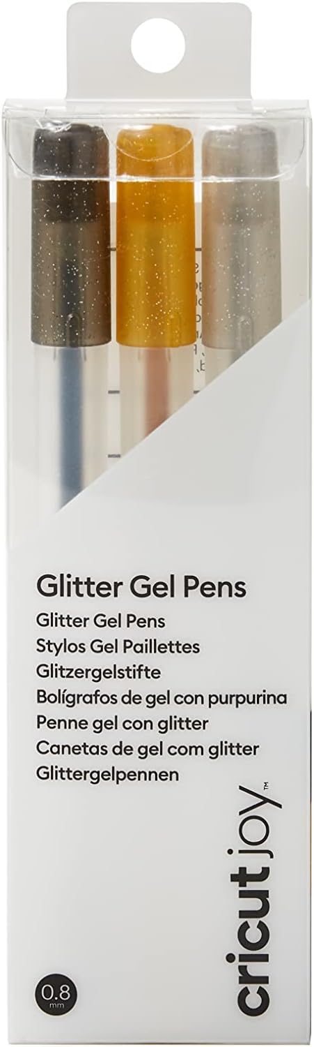 Cricut Glitter Pens 0.8, nero, oro, argento