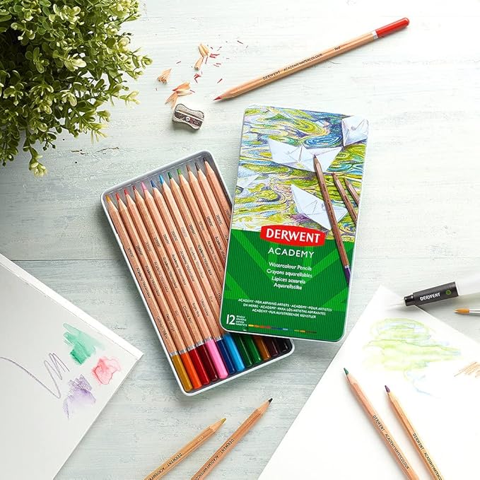Derwent Academy Set di 12 Matite Colorate Acquerellabili