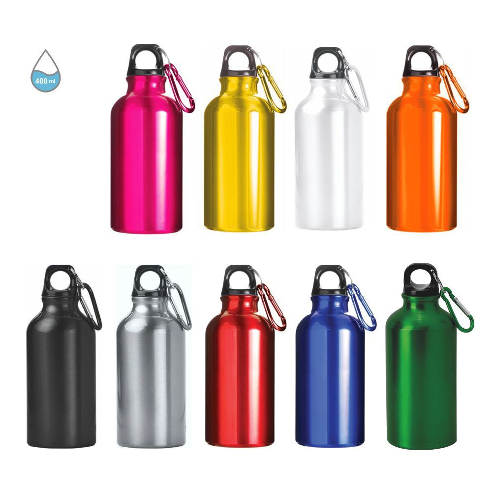 Borraccia alluminio 400 ml con moschettone