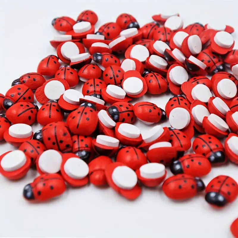Coccinelle in legno con adesivo