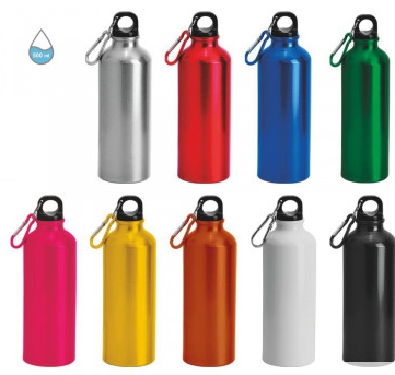 Borraccia alluminio 500 ml con moschettone