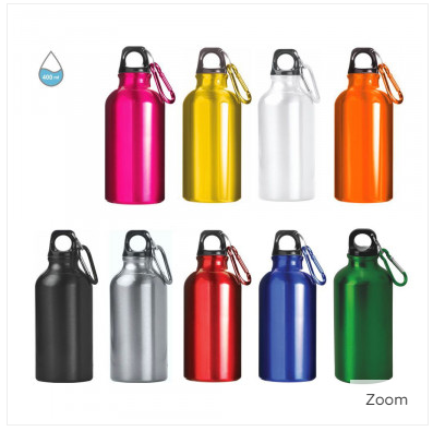 Borraccia alluminio 400 ml con moschettone