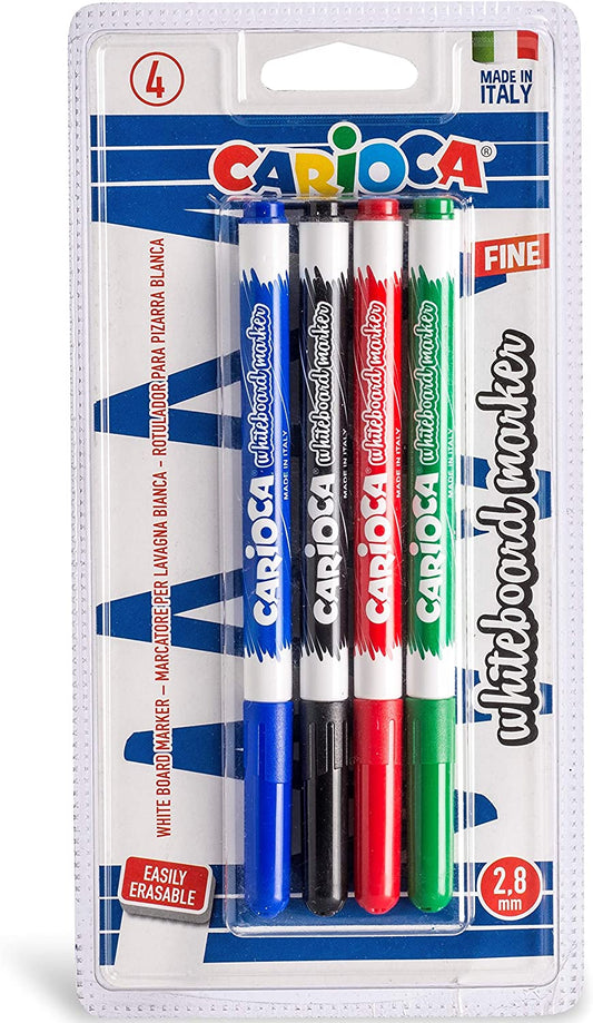 Pennarelli per Lavagna Bianca a Punta Fine – Set da 8 Colori Carioca
