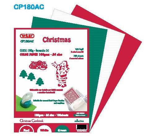 Cartoncino A4 Gr. 180 Colorata Mista Assortimento Natale Fg. 100