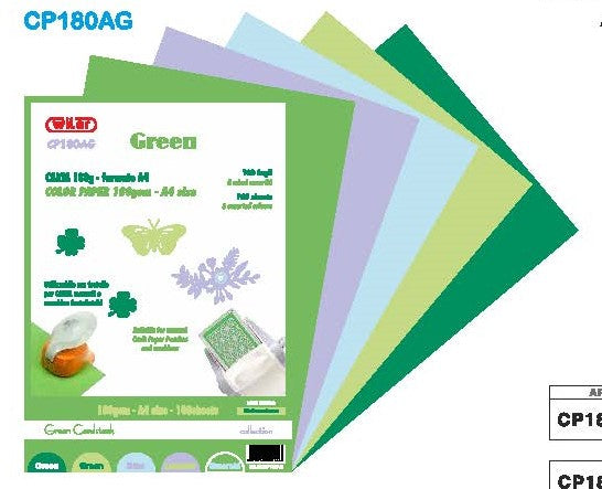Cartoncino A4 Gr. 180 Colorata Mista Assortimento Green Fg. 100