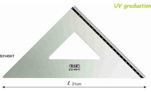 Squadra in metallo alluminio per disegno tecnico   45°
