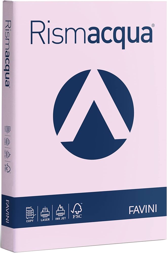 Pacco 125 Fg. Cartoncini Colorati Gr. 200 Favini Rismaluce/Rismacqua In 10 Tonalità Differenti