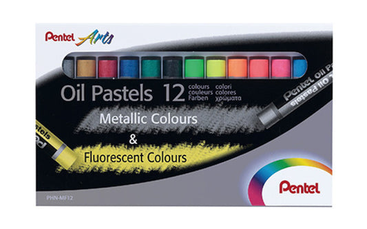PASTELLI A OLIO PENTEL DA 12 (6 METALLIZZATI E 6 FLUO)