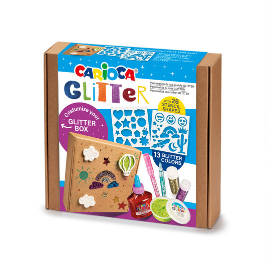 Carioca Scatola Regalo Creativa – 13 Prodotti Glitter + 26 Stencil