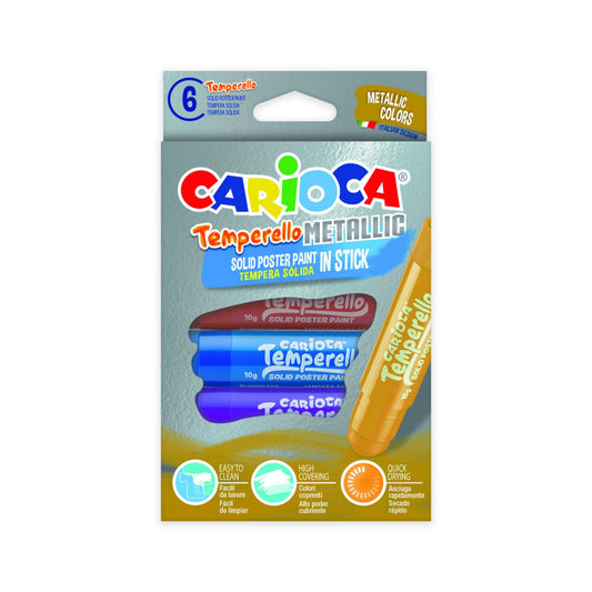 Tempere Solide Metallizzate TEMPERELLO – Set da 6 Colori Brillanti