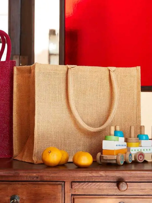 Shopper Juta Con Fibra Metallizzata Oro