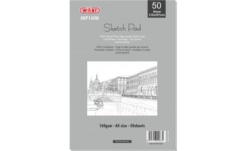 Blocco Carta Bianca Da Schizzi Sketch Pad Collato A4 Fg 50