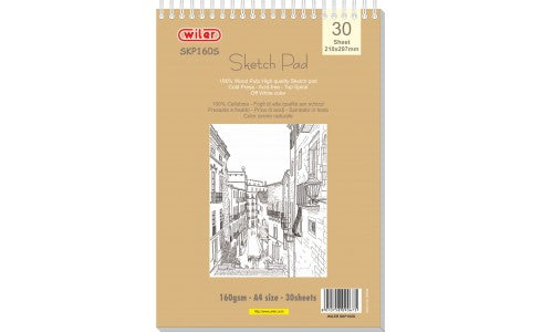 Blocco Carta Avorio Naturale Da Schizzi Sketch Pad Spirale A4 Fg 30