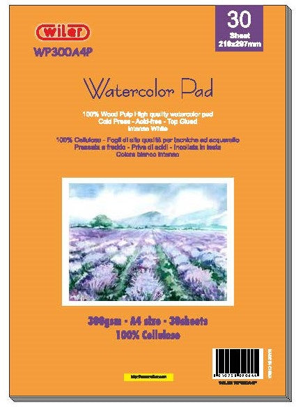 Blocco acquerello A4 gr. 300 watercolor pad 100% cellulosa